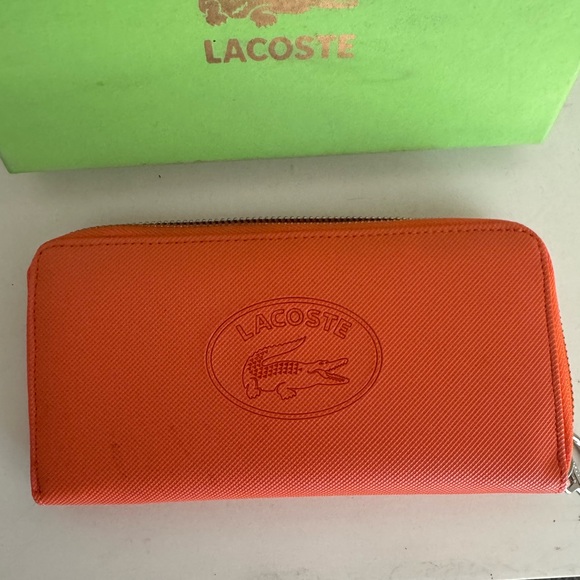 New Lacoste Women's Vibrant Orange Tote with matching wallet - Picture 7 of 16